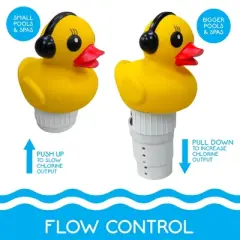RIPPLE Duck Pool Chlorinator - Holds 6 Chlorine 3" Tabs, Flow Control, Floats