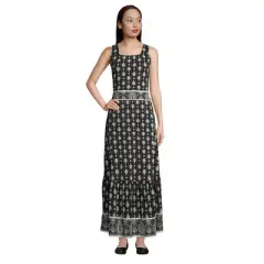 Lands' End Women's Cotton Modal Square Neck Tiered Maxi Dress
