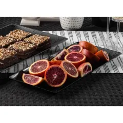 Posh Setting 6.25 x 14 Inch Rectangle Black Plastic Serving Tray -  5 pack