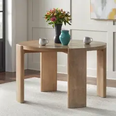 Lifestorey Augusta Modern Round Dining Table Weathered Light Oak