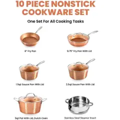 Gotham Steel Hammered 10 Piece Nonstick Cookware Set