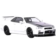 Nissan Skyline GT-R (R34) V-SPEC II N1 RHD (Right Hand Drive) White with Carbon Hood 1/64 Diecast Model Car by Inno Models