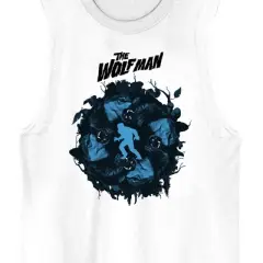 Universal Monsters Wolfman Forest Crew Neck Sleeveless White Men's Tank Top