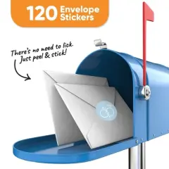 Big Dot of Happiness Dusty Blue Wedding Envelope Seal Stickers, Round Circle Stickers to Seal Cards, Announcement Envelope Seals - 120 Count