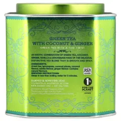 Harney & Sons Green Tea with Coconut, Ginger and Vanilla, 30 Sachets, 2.67 oz (75 g)