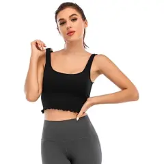 DOMETOUR Solid Crop Sleeveless Ribbed Knit Top