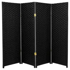 4 ft. Tall Woven Fiber Room Divider (4 Panels) - Oriental Furniture