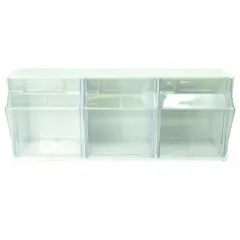 Deflecto&reg; Tilt Bin&reg; Interlocking Storage Bins, 6-Bin Unit, White