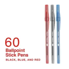 Staples Ballpoint Pen Medium Point 1.0mm Assorted Ink 60/Pack (ST54994)