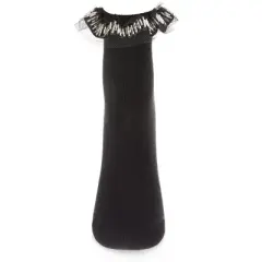 Memoi Women's Piping and Trim Fashion Ruffle Cuff Anklet Sock Black 9-11