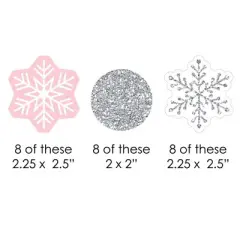 Big Dot of Happiness Pink Winter Wonderland - Paper Straw Decor - Holiday Snowflake Birthday Party or Baby Shower Striped Decorative Straws -Set of 24