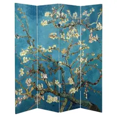 Van Gogh Fine Art Double Sided Room Divider Almond Blossoms and Wheat Field - Oriental Furniture