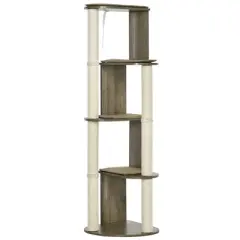 Chery Life 65" Corner Modern Cat Tree Tall for Climbing, Large Multilevel Cat Tower with Scratching Posts, Cream White