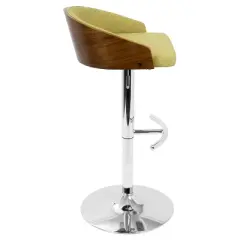 Set of 2 Shiraz Mid-Century Modern Adjustable Barstools Walnut/Green - Lumisource