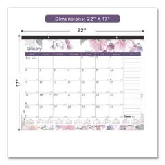 Passion Monthly Deskpad Calendar, Passion Floral Artwork, 22 x 17, Multicolor Sheets, Black Binding, 12-Month (Jan-Dec): 2026