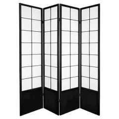 6 ft. Tall Zen Shoji Screen - Black (4 Panels)