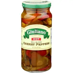 Guiliano Hot Deli Sliced Cherry Peppers - Case of 6 - 16 oz