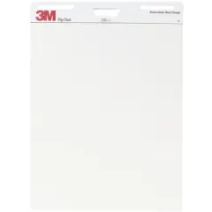 3M Unruled Flip Chart with Bleed-Resistant Paper, 25 x 30 Inches, White, 40 Sheets, Pack of 2