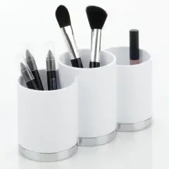 mDesign Plastic Makeup Organizer Cup with 3 Sections