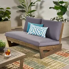 Christopher Knight Home Sherwood Outdoor Acacia Wood Loveseat with Cushions