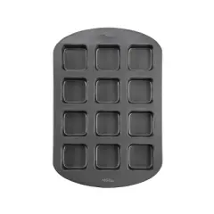 Wilton Ultra Bake Pro 12 Cavity Brownie Bar Pan: Steel Square Baking Pan, Dishwasher-Safe, Silicone Surface