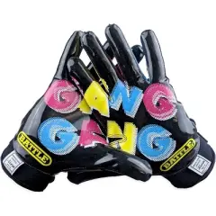 Battle Sports Gang Gang Double Threat Adult Football Receiver Gloves - Black