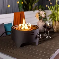 DOMETOUR 15 inch Outdoor Portable Propane Fire Pit, Tabletop Fire Pit with Quick Connect Regulator