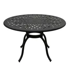 5pc Patio Dining Set with 48" Modern Ornate Outdoor Mesh Aluminum Round Table & Modern Chairs - Black - Oakland Living