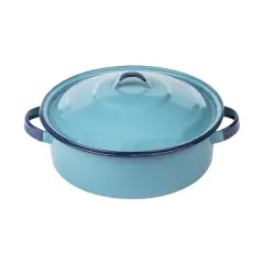 5-Quart Casserole Dish with Lid, Durable Enamel Steel, Oven & Induction Safe Casserole Dishware - Dutch Oven (Turquoise Blue)