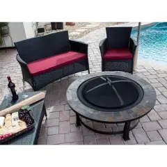 Wood Burning Fire Pit with Round Slate Table - AZ Patio Heaters