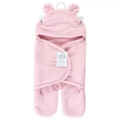 Hudson Baby Infant Girl Animal Faux Shearling Baby Outdoor Stroller Sack Wrap, Lt Pink, One Size