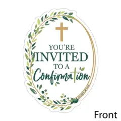 Big Dot of Happiness Confirmation Elegant Cross - Shaped Fill-in Invitations - Religious Party Invitation Cards with Envelopes - Set of 12
