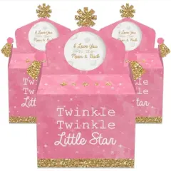 Big Dot of Happiness Pink Twinkle Twinkle Little Star - Treat Box Party Favors - Baby Shower or Birthday Party Goodie Gable Boxes - Set of 12