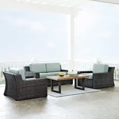 Beaufort 4pc Outdoor Wicker Seating Set - Mist - Crosley