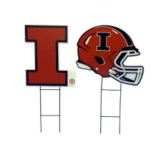 NCAA Illinois Fighting Illini 2pk Logo and Helmet Garden Stake Set