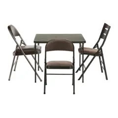 MECO 084U02.5B1 Sudden Comfort Indoor/Outdoor 34 x 34 Inch Square Steel Metal Folding Dining Card Table, Cinnabar Black