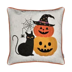 YOOCOZZ Halloween Decoration Halloween Black Cat & Pumpkin Stack Throw Pillow