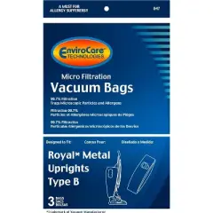 EnviroCare Replacement Micro Filtration Vacuum Cleaner Dust Bags for Royal Upright Type B Uprights 3 pack