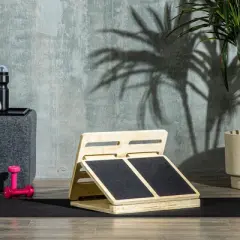 Soozier Calf Stretcher, Wooden Slant Board, Adjustable Incline Board for Calf Stretching Non-Slip and Foldable for Portability, Natural