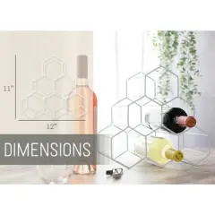 Nat & Jules Honeycomb White Iron Metal Tabletop Wine Rack - Holds 6 Bottles