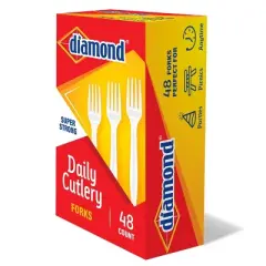 Diamond Daily White Disposable Forks - 48ct