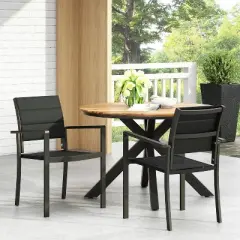 Christopher Knight Home 2pc Wilbur Mesh and Aluminum Outdoor Dining Chairs  Black