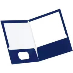 Oxford Laminated 2-Pocket Folder, Dark Blue, Pack of 25