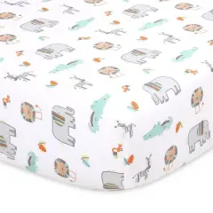 The Peanutshell Fitted Crib Sheets - Mint Safari - 2pk