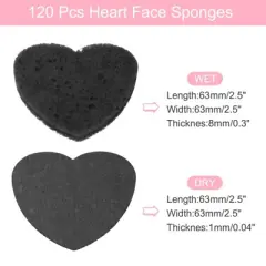 Unique Bargains Portable High-Temperature Resistant Non-Irritating Face Cleansing Sponges Heart-Shaped 120 Pcs