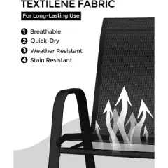 Outdoor Stackable Dining Chairs Set of 4, High-Back Patio Stacking Chairs, Patio Chairs with Textilene Fabric & Metal Frame for Lawn Backyard