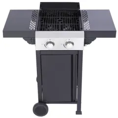 GDFStudio Hogan 24600BTU Propane Gas 2-Burner BBQ Grill with Foldable Work Table, Removable Lid and Wire Enamel Cooking Grids