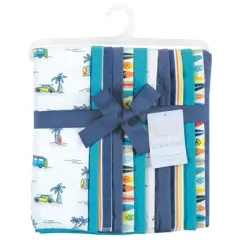 Hudson Baby Infant Boy Cotton Flannel Burp Cloths Bundle, Surfer Dude, One Size
