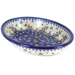 Blue Rose Polish Pottery 151 Vena Oval Baker