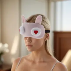 Unique Bargains Soft Sleep Mask Love Eyes Pink 1 Pc
